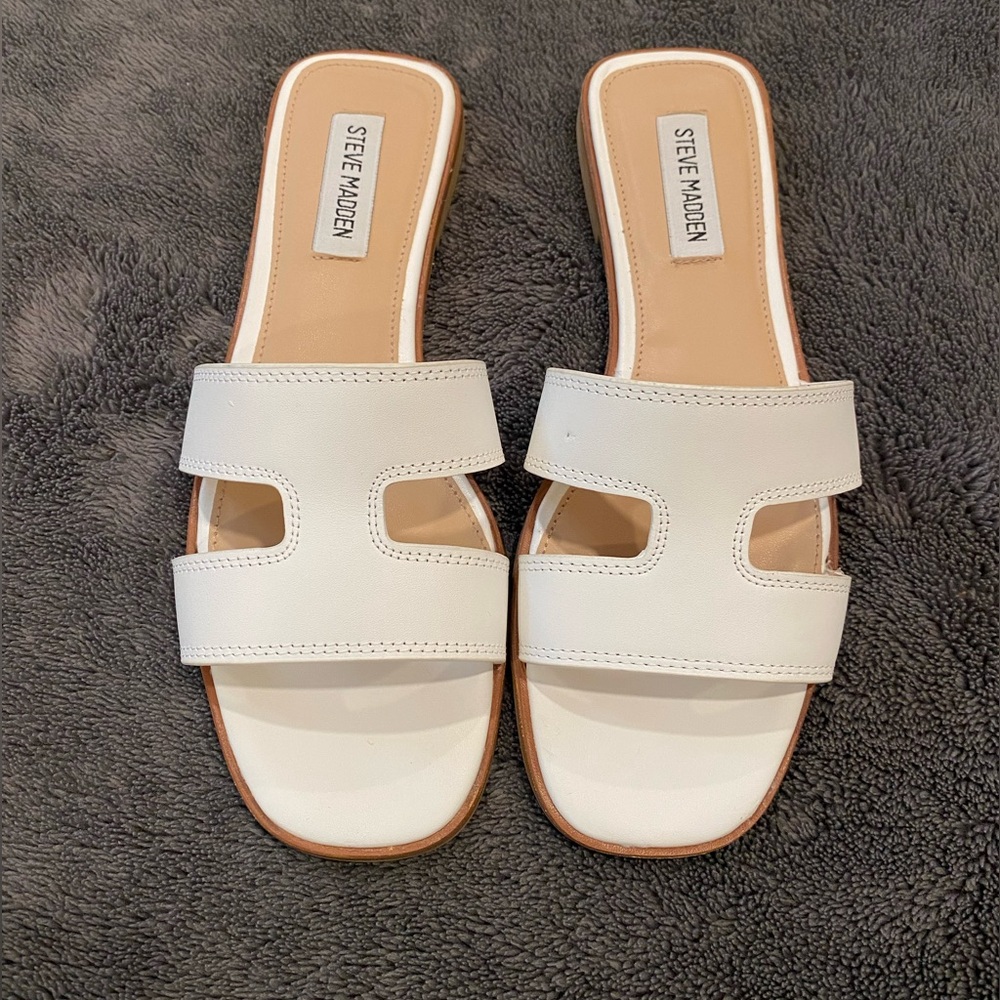 Steve Madden White Hayden Slide Sandals